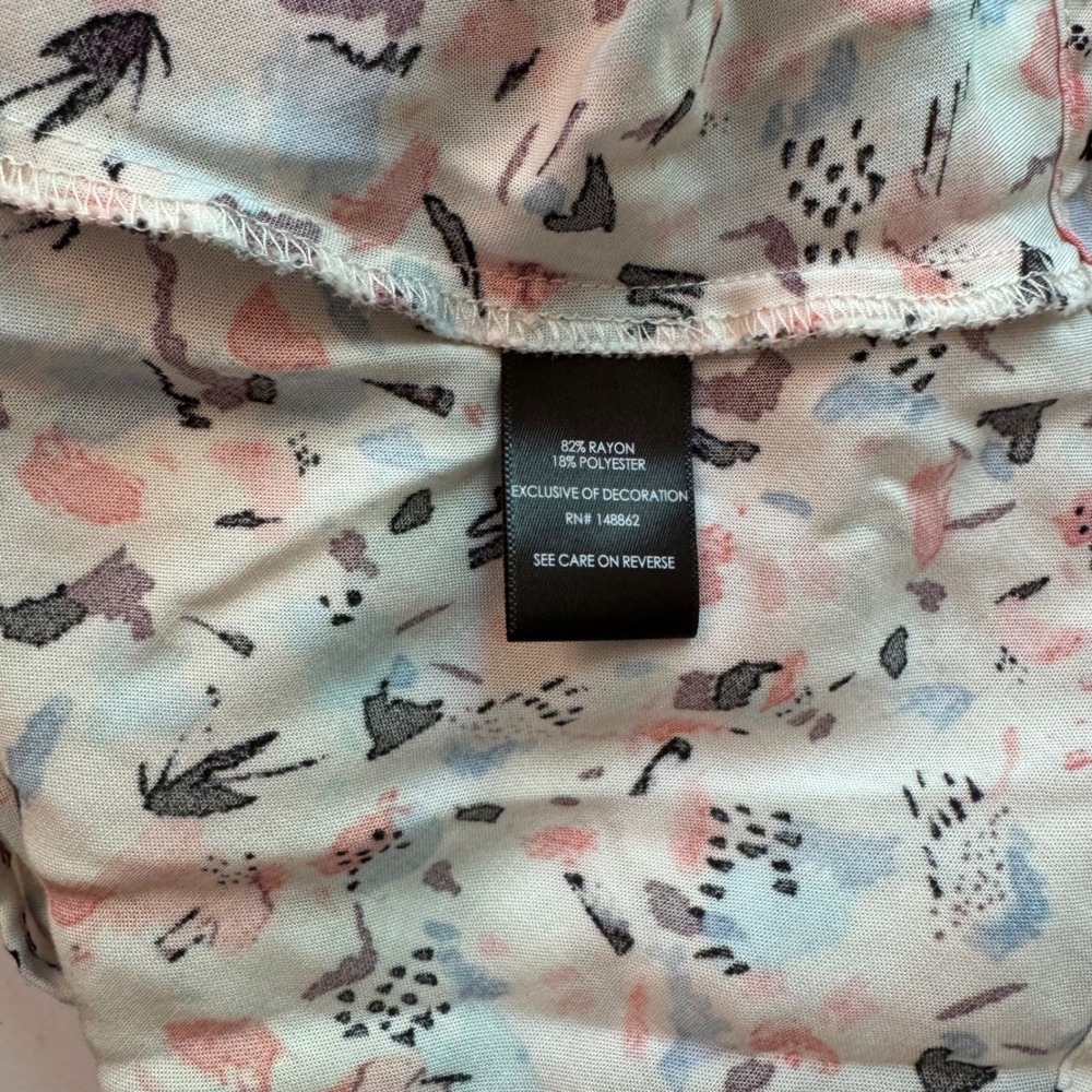 Abstract Print Y2K Ruffle Lace Trim Babydoll Empire Waist Top Pink 2 - Picture 12 of 14